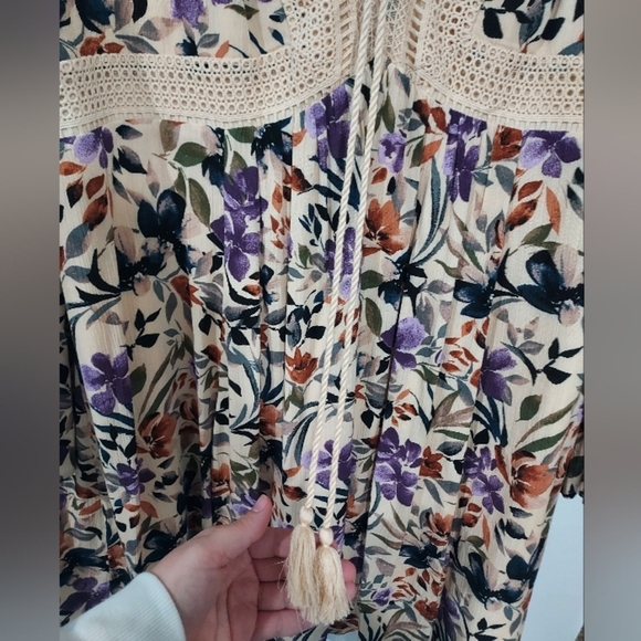 Torrid Ivory Floral Mini Gauze Lace-Up Skater Dress in Size 2 / 18-20 - Picture 6 of 16